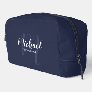 Modern Script Personalised Groomsman Monogram Name Dopp Kit
