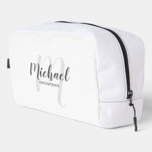 Modern Script Personalised Groomsman Monogram Name Dopp Kit