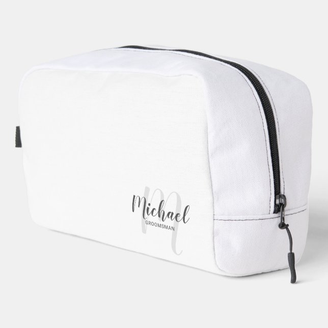 Modern Script Personalised Groomsman Monogram Name Dopp Kit (Right Corner)