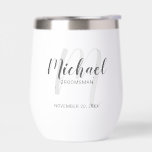 Modern Script Personalised Groomsman Name<br><div class="desc">Add a personal touch to your wedding with personalised groomsman gift. This design features personalised groomsman's name in grey modern script font style and monogram in light grey modern script font style as background with title and wedding date in grey modern sans serif font style on white background. Also perfect...</div>