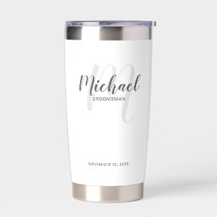 Modern Script Personalised Groomsman Name Insulated Tumbler