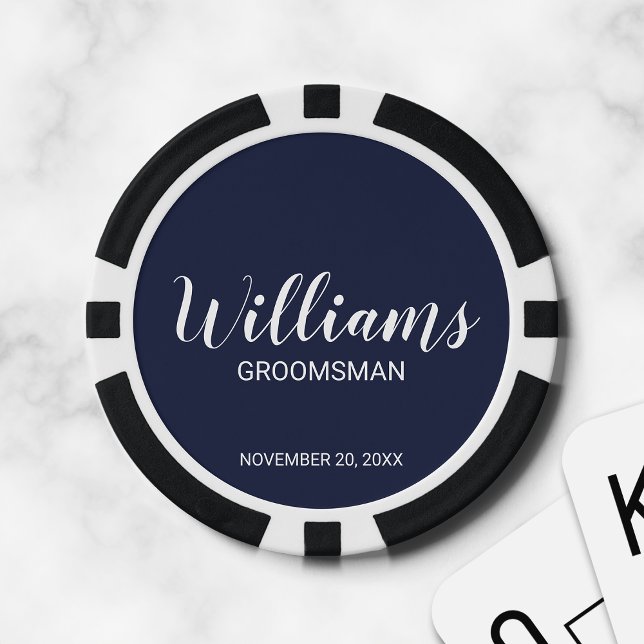 Modern Script Personalised Groomsman Poker Chips (Creator Uploaded)