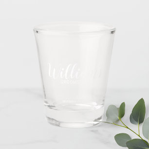 Modern Script Personalised Groomsman Shot Glass