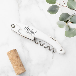 Modern Script Personalised Groomsman Waiter's Cork Corkscrew
