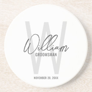 Modern Script Personalised Groomsman's Name Coaster
