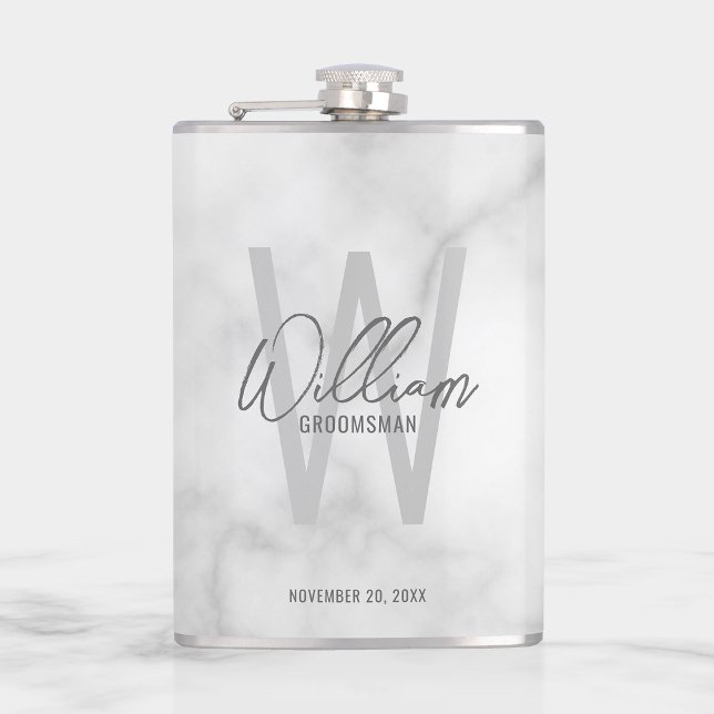 Modern Script Personalised Groomsman's Name Hip Flask (Creator Uploaded)