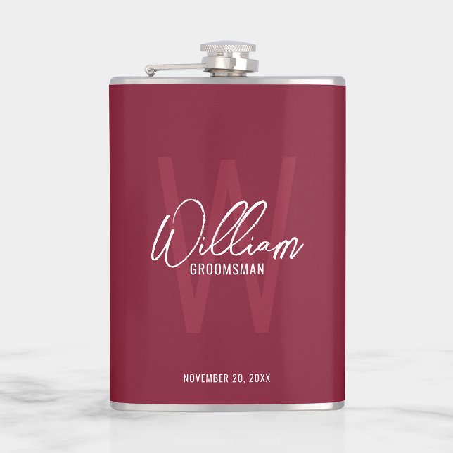Modern Script Personalised Groomsman's Name Hip Flask (Creator Uploaded)