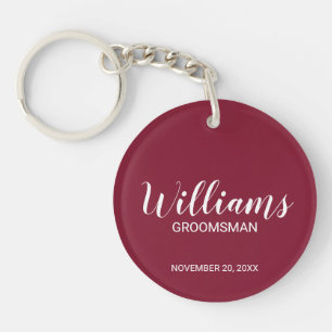 Modern Script Personalised Groomsman's Name Key Ring