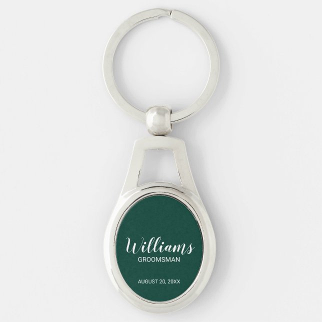Modern Script Personalised Groomsman's Name Key Ring (Front)