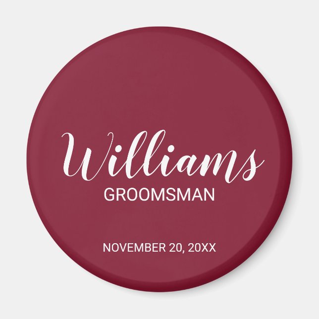 Modern Script Personalised Groomsman's Name Magnet (Front)