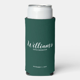Modern Script Personalised Groomsmen Can Cooler