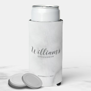 Modern Script Personalised Groomsmen Can Cooler