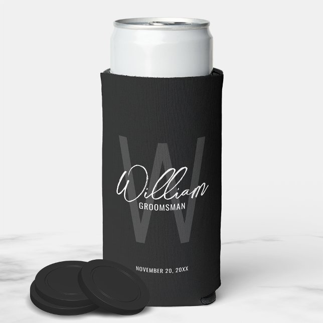 Modern Script Personalised Groomsmen Can Cooler (Creator Uploaded)