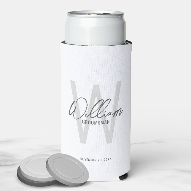 Modern Script Personalised Groomsmen Can Cooler (Creator Uploaded)