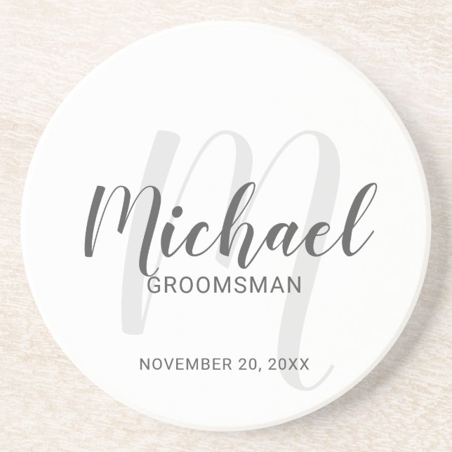 Modern Script Personalised Groomsmen Coaster (Front)