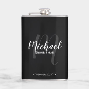 Modern Script Personalised Groomsmen Flask