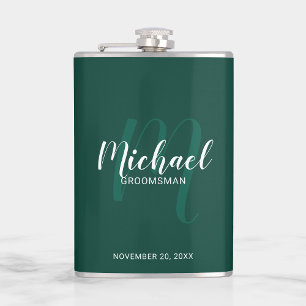 Modern Script Personalised Groomsmen Flask