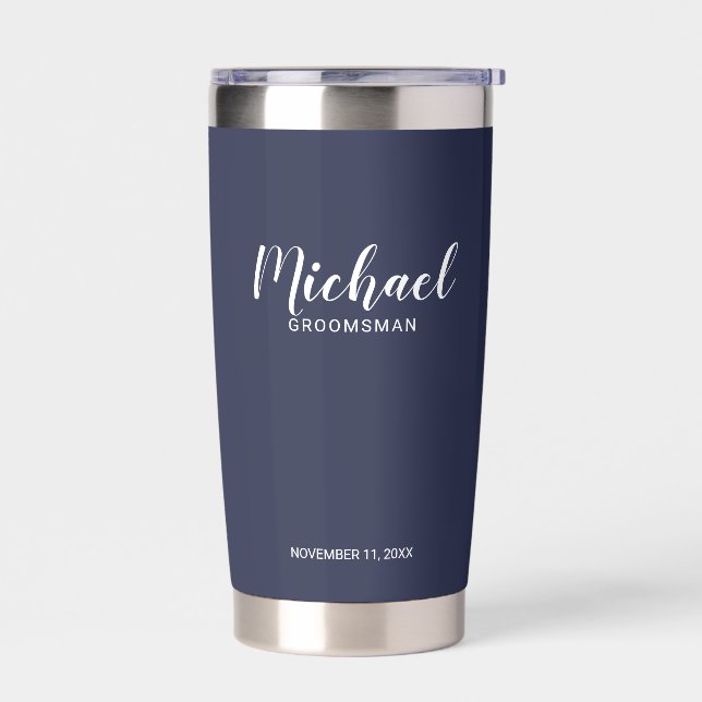 Modern Script Personalised Groomsmen Insulated Tumbler (Left)