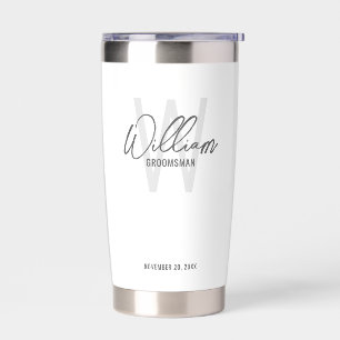Modern Script Personalised Groomsmen Insulated Tumbler
