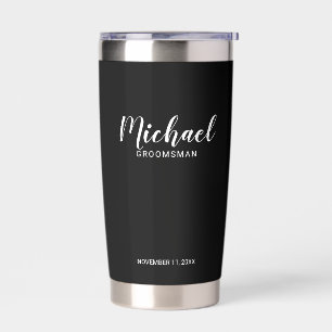 Modern Script Personalised Groomsmen Insulated Tumbler