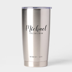 Modern Script Personalised Groomsmen Insulated Tumbler