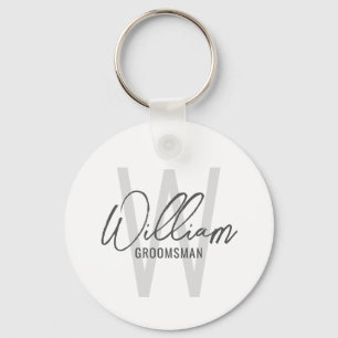Modern Script Personalised Groomsmen Key Ring