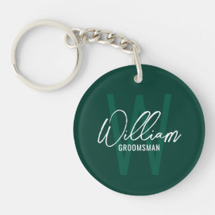 Modern Script Personalised Groomsmen Key Ring