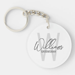 Modern Script Personalised Groomsmen Key Ring