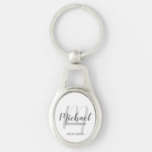 Modern Script Personalised Groomsmen Key Ring