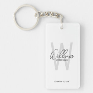 Modern Script Personalised Groomsmen Key Ring