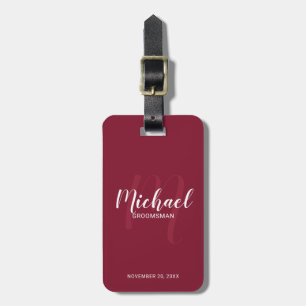 Modern Script Personalised Groomsmen Luggage Tag