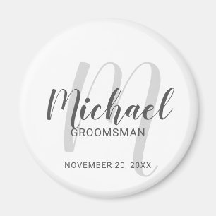 Modern Script Personalised Groomsmen Magnet