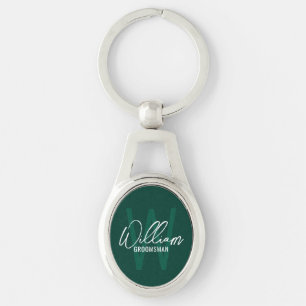Modern Script Personalised Groomsmen Monogram&Name Key Ring