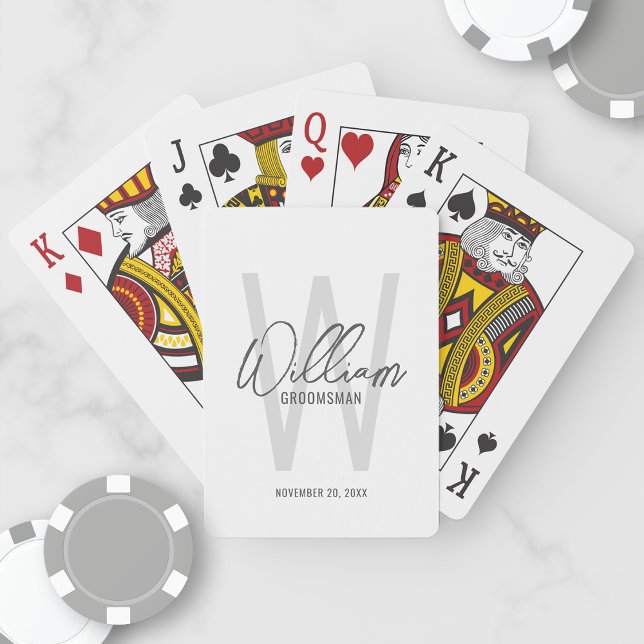Modern Script Personalised Groomsmen Playing Cards (Creator Uploaded)