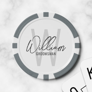 Modern Script Personalised Groomsmen Poker Chips