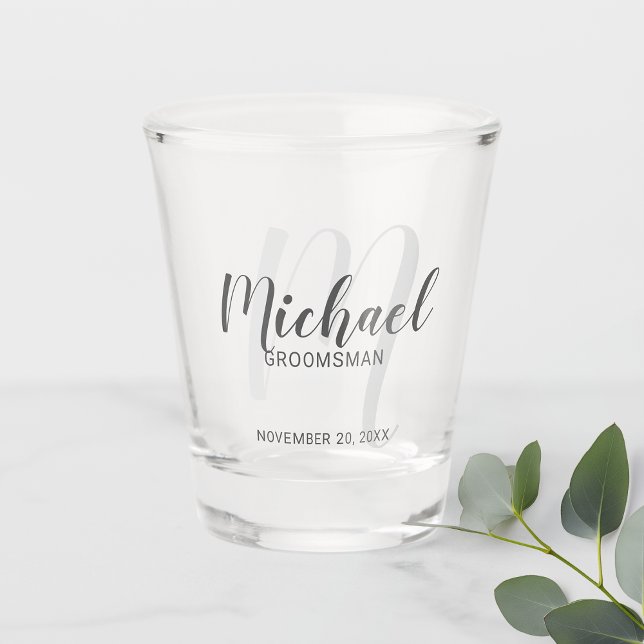 Modern Script Personalised Groomsmen Shot Glass (Creator Uploaded)
