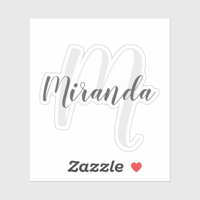 Modern Script Personalised Monogram and Name (Sheet)