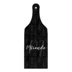Modern Script Personalised Monogram and Name Black Cutting Board