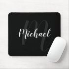 Modern Script Personalised Monogram and Name Black