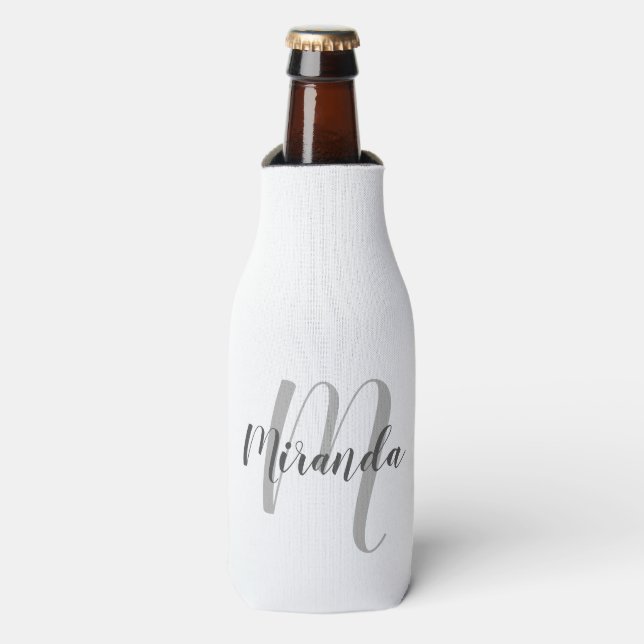 Modern Script Personalised Monogram and Name Bottle Cooler (Bottle Front)