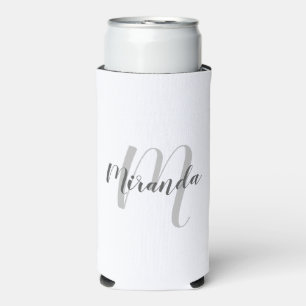 Modern Script Personalised Monogram and Name Can C Seltzer Can Cooler