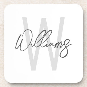 Modern Script Personalised Monogram and Name Coaster