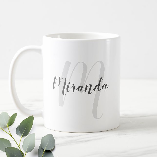 Modern Script Personalised Monogram and Name Coffe Coffee Mug (Creator Uploaded)
