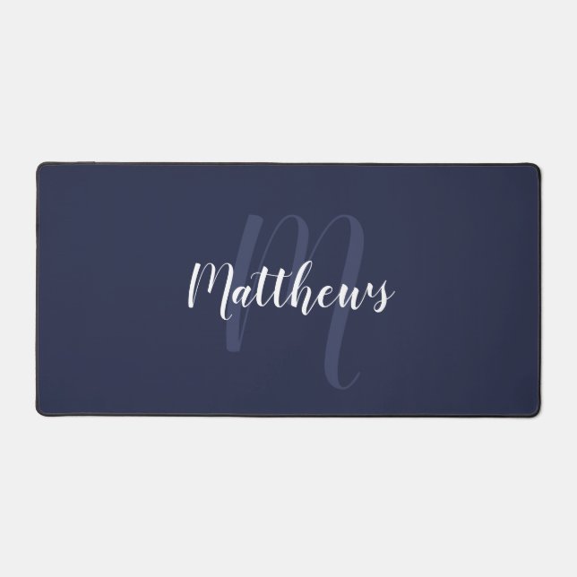 Modern Script Personalised Monogram and Name Desk Mat (Front)