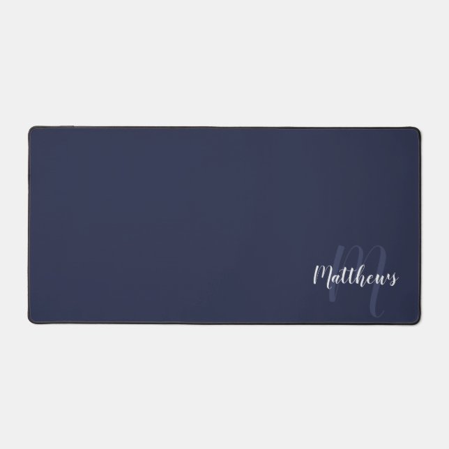 Modern Script Personalised Monogram and Name Desk Mat (Front)