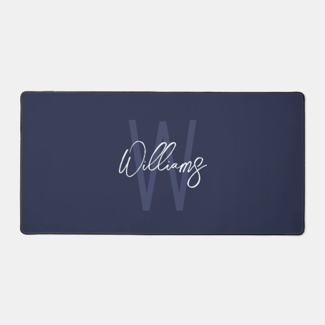 Modern Script Personalised Monogram and Name Desk Mat (Front)
