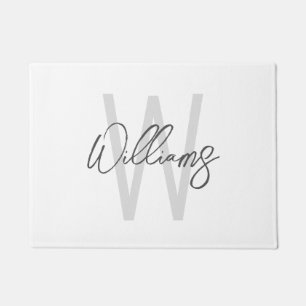 Modern Script Personalised Monogram and Name Doormat