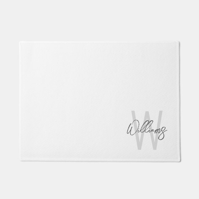 Modern Script Personalised Monogram and Name Doormat (Front)