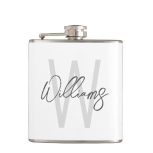 Modern Script Personalised Monogram and Name Hip Flask