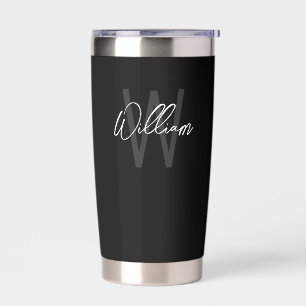 Modern Script Personalised Monogram and Name Insulated Tumbler